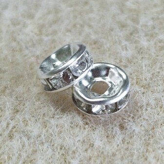 Strass rondelschijf 6mm zilver