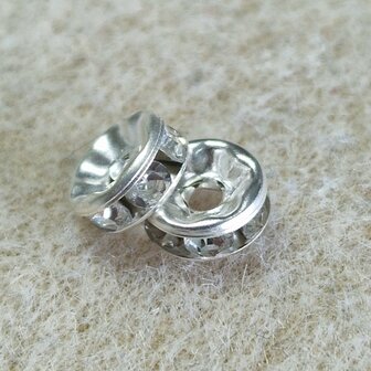 Strass rondelschijf 8mm zilver