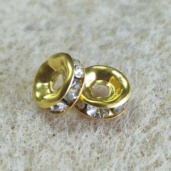 Strass rondel 6mm Goud Crystal