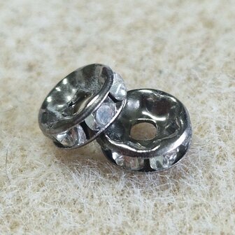 Strass rondel 8mm Gun black Crystal
