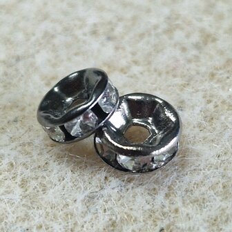 Strass rondel 6mm Gun black Crystal