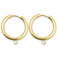 RVS oorringen goud 21mm met oog