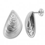 RVS oorstekers mossel met oogje silver