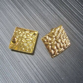 RVS oorstekers gehamerd met oogje goud