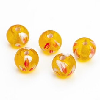 Lampwork glaskraal Bloem Mimosa