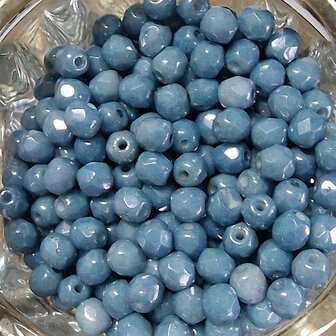 DQ Fire polished Facetkraal  blue 4mm