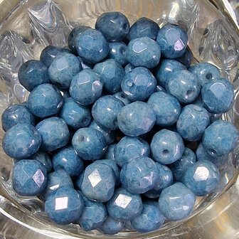 DQ Fire polished Facetkraal  blue 6mm