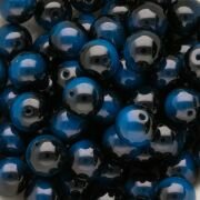 Glaskralen rond Blauw zwart 12 mm