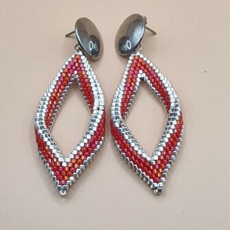 Handgemaakte oorhangers druppel rood zilver