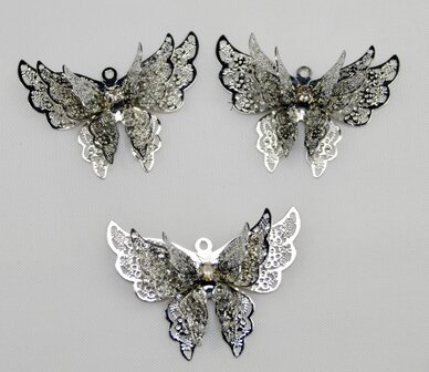 zilveren 3d-vlinderbedel