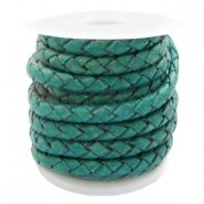 Gevlochten leer dark azure green 3mm