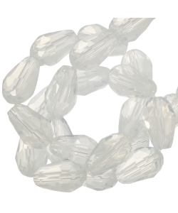 Facetkraal druppel 8x11mm white shine