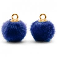 Pompom bedel 12mm denim blue gold