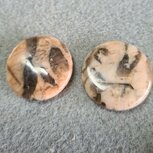 Jasper coin beige grijs 30x7mm Jasper coin beige grijs 30x7mm