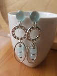 Zilveren oorhangers met steker licht blauwe facetkralen Zilveren oorhangers met steker licht blauwe facetkralen